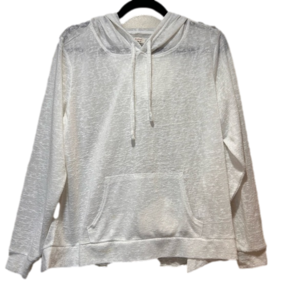 Lightweight White Hoodie Medium | Soft Casual Pullover Layering Sweatshirt Athle